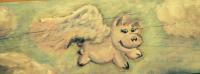 Fantasy And Magics - Soaring Piglet - Oil On Wood