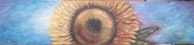 Different Stuff - Sunflower On Fresh Sky - Oil On Wood