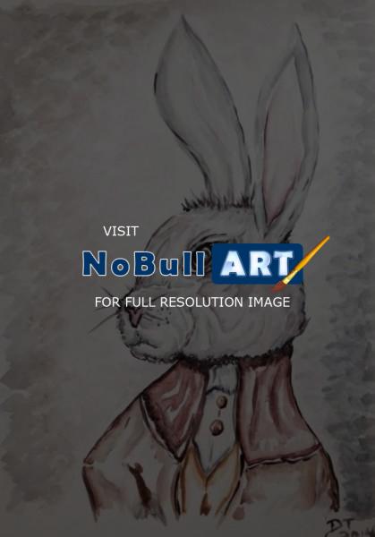 Fantasy And Magics - The White Rabbit --  Portrait - Watercolor