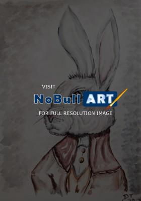 Fantasy And Magics - The White Rabbit --  Portrait - Watercolor