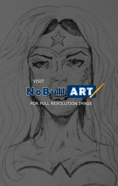 Drawings And Sketches - Wonder Woman Drawing - Pencil On Canvas