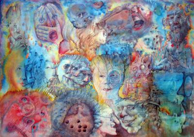 Faces - Optical Delusions - Mixed Media