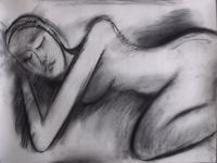 Drawings - Sleeping Woman - Charcoal