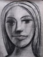 Head Of A Woman - Charcoal Drawings - By Gareth Wozencroft, Classic Traditional Drawing Artist