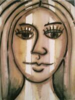 Head Of A Woman - Mixed Paintings - By Gareth Wozencroft, Classic And Traditional Painting Artist