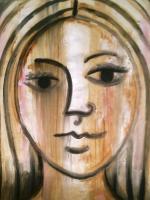 Head Of A Woman - Mixed Paintings - By Gareth Wozencroft, Classic And Traditional Painting Artist