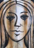 Head Of A Woman - Mixed Paintings - By Gareth Wozencroft, Classic And Traditional Painting Artist