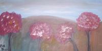 Oils - Red Trees - Oil Over Canvas