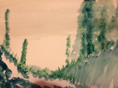 Water Color - Green Fields - Water Color