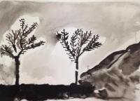 Tween Trees - China Ink Paintings - By Claudia Soeiro, China Ink Painting Artist