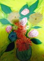 Flowers - Oil Pastel Paintings - By Claudia Soeiro, Oil Pastels Painting Artist