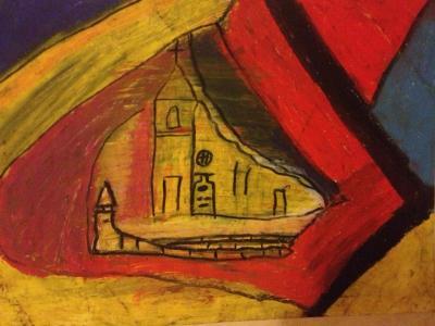 Oil Pastels - Church - Oil Pastel