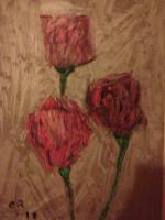 Flowers - Wax Pastels Paintings - By Claudia Soeiro, Wax Pastels Painting Artist