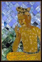 Mirokubosatsu The Japanese Monalisa - Stained Glass Mosaic Paintings - By Tatiana Isotov, Glass Mosaic Painting Painting Artist