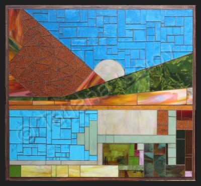 Abstract Geometric - La Ranch House With Pool And Gardens Abstract - Stained Glass Mosaic