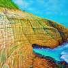 Spitting Caves Of Portlock Point - Prof Qlty Oil On 3X P Cnv Paintings - By Joseph Ruff, Realism Painting Artist