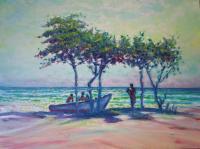 Caribean Shade - Prof Qlty Oil On 3X P Cnv Paintings - By Joseph Ruff, Immpresionism Painting Artist