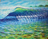 Dolphin Surf - Prof Qlty Oil On 3X P Cnv Paintings - By Joseph Ruff, Realism Painting Artist