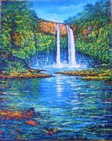 Landscape - Wailua Falls - Kauai - Prof Qlty Oil On 3X P Cnv