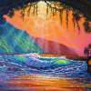Lava Tube Fantasy In Gold - Prof Qlty Oil On 3X P Cnv Paintings - By Joseph Ruff, Fauvism Painting Artist