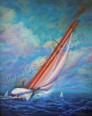 Sailingboats - Single Handed - Prof Qlty Oil On 3X P Cnv