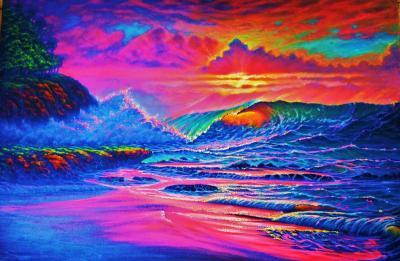 Seascapes - Pink Sunset - Prof Qlty Oil On 3X P Cnv