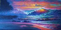 Seascapes - Pink Sunset I - Prof Qlty Oil On 3X P Cnv