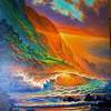 Napali Coast Sunset - Prof Qlty Oil On 3X P Cnv Paintings - By Joseph Ruff, Realism Painting Artist