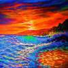 Fractal Wave Sunset - Prof Qlty Oil On 3X P Cnv Paintings - By Joseph Ruff, Immpresionism Painting Artist