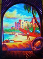 Vintage Royal Hawaiian - Prof Qlty Oil On 3X P Cnv Paintings - By Joseph Ruff, Immpresionism Painting Artist