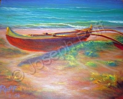 Sailingboats - Kailua Canoe - Prof Qlty Oil On 3X P Cnv