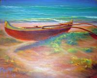 Kailua Canoe - Prof Qlty Oil On 3X P Cnv Paintings - By Joseph Ruff, Immpresionism Painting Artist