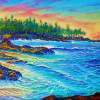 Bird Shacks Sunrise Big Island - Prof Qlty Oil On 3X P Cnv Paintings - By Joseph Ruff, Abstract Painting Artist