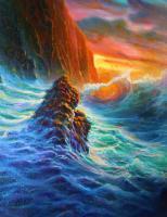 Napali Coast Sunset - Prof Qlty Oil On 3X P Cnv Paintings - By Joseph Ruff, Realism Painting Artist
