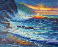 Seascapes - Peaking Rays - Prof Qlty Oil On 3X P Cnv