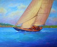 Sailingboats - Heading Out - Prof Qlty Oil On 3X P Cnv