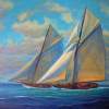 Racing Schooners - Sunny Day - Prof Qlty Oil On 3X P Cnv Paintings - By Joseph Ruff, Realism Painting Artist