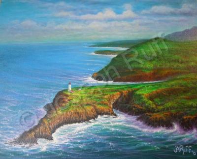 Lighthouse - Kiluea Lighthouse -Kauai - Prof Qlty Oil On 3X P Cnv