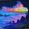 Misty Cave Sunset - Mauihawaii - Prof Qlty Oil On 3X P Cnv Paintings - By Joseph Ruff, Immpresionism Painting Artist
