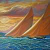 Golden Sails - Prof Qlty Oil On 3X P Cnv Paintings - By Joseph Ruff, Abstract Painting Artist