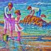 Sunday Afternoon Shore Study - Prof Qlty Oil On 3X P Cnv Paintings - By Joseph Ruff, Impasto Painting Artist
