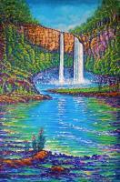 Wailua Falls -Kauai - Prof Qlty Oil On 3X P Cnv Paintings - By Joseph Ruff, Impasto Painting Artist