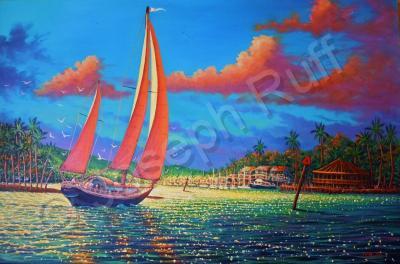 Sailingboats - Safe Harbour - Prof Qlty Oil On 3X P Cnv