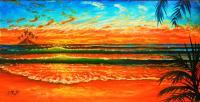 Seascapes - Kailua Beach Sunrise - Prof Qlty Oil On 3X P Cnv