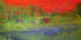 Landscapes Paysages - Red Sky Tonight - Acrylic