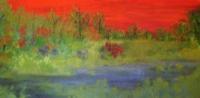 Red Sky Tonight - Acrylic Paintings - By Lise-Marielle Fortin, Impressionnisme Painting Artist