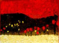 Landscapes Paysages - Red Balck And Gold - Oil