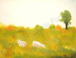 Landscapes Paysages - Les Moutons Et Le Grand Orme - Acrylic