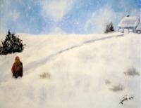 Winter Scenes - The Reds Hat Girl - Acrylic