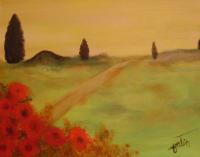 Landscapes Paysages - Peupliers Et Puppies - Acrylic